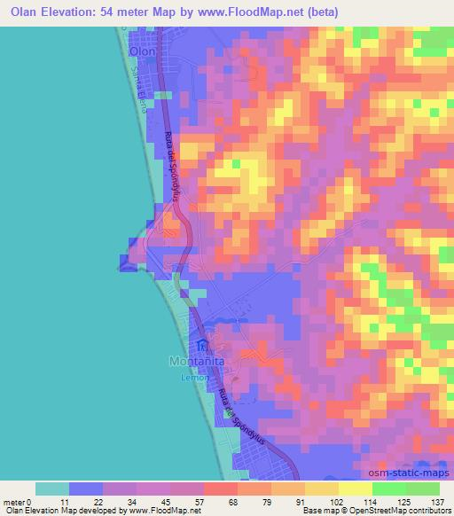 Olan,Ecuador Elevation Map