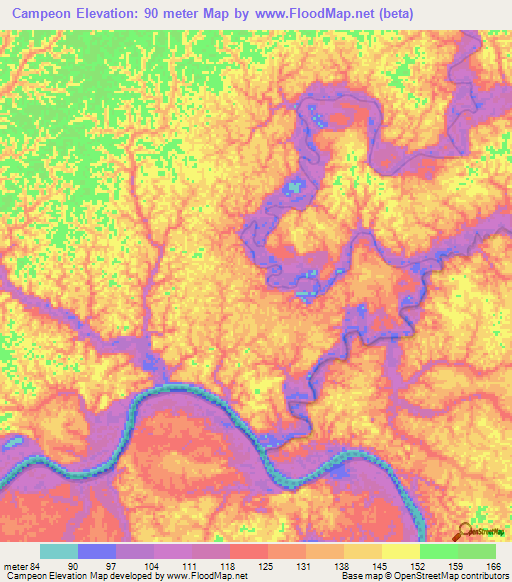 Campeon,Colombia Elevation Map