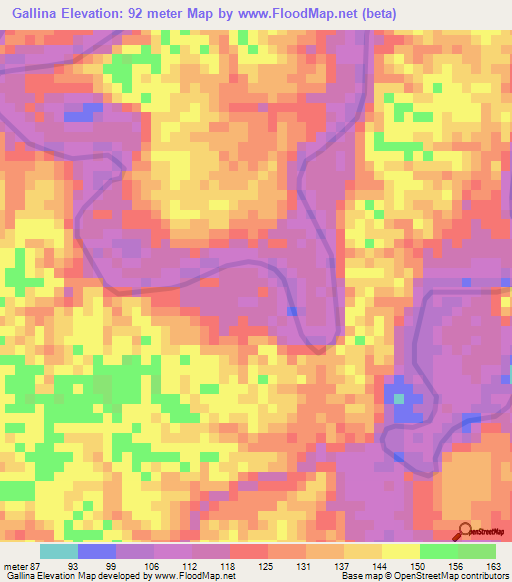 Gallina,Colombia Elevation Map