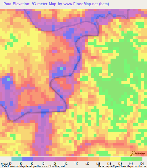 Pata,Colombia Elevation Map