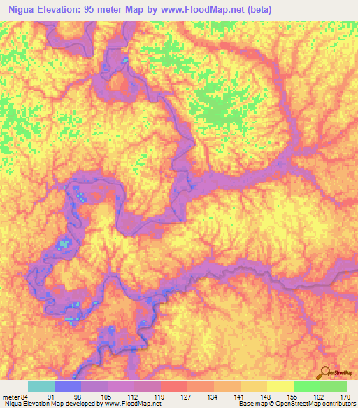 Nigua,Colombia Elevation Map