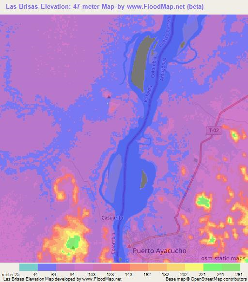 Las Brisas,Colombia Elevation Map