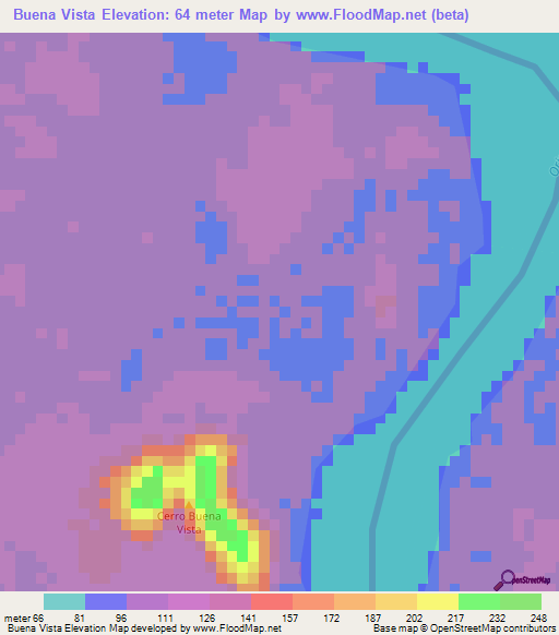 Buena Vista,Colombia Elevation Map