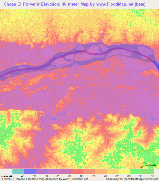 Choza El Porvenir,Colombia Elevation Map