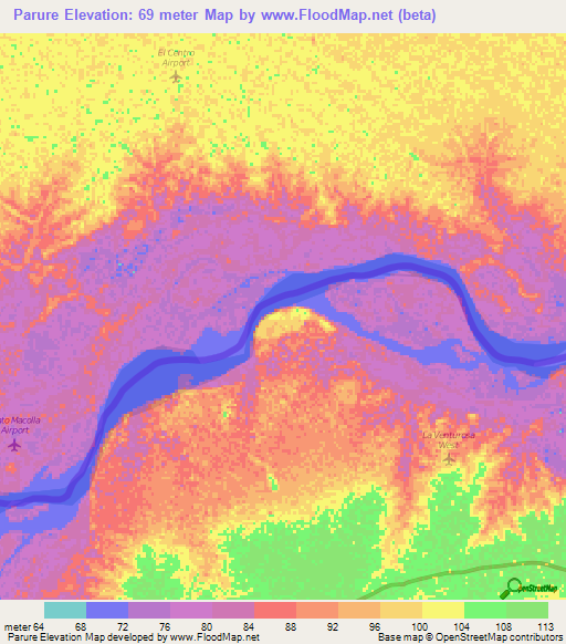 Parure,Colombia Elevation Map