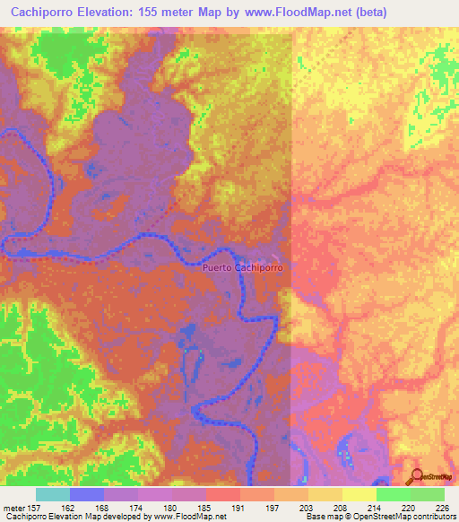 Cachiporro,Colombia Elevation Map