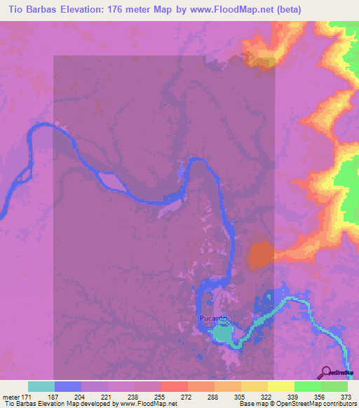 Tio Barbas,Colombia Elevation Map