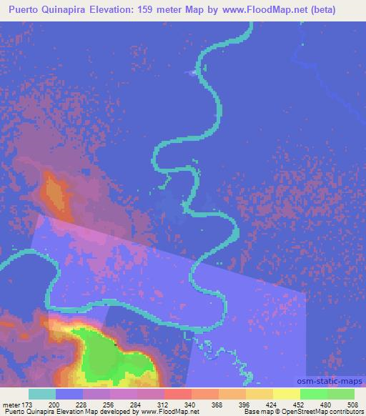 Puerto Quinapira,Colombia Elevation Map