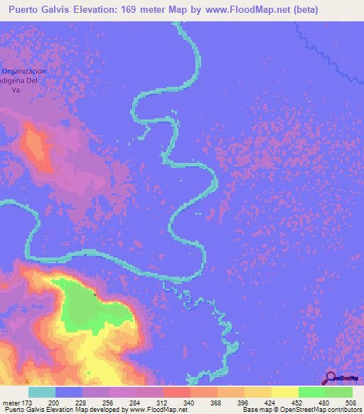 Puerto Galvis,Colombia Elevation Map