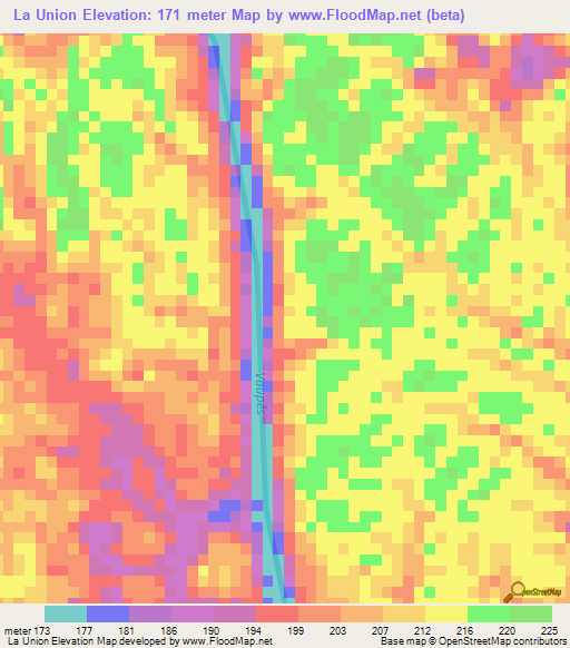 La Union,Colombia Elevation Map