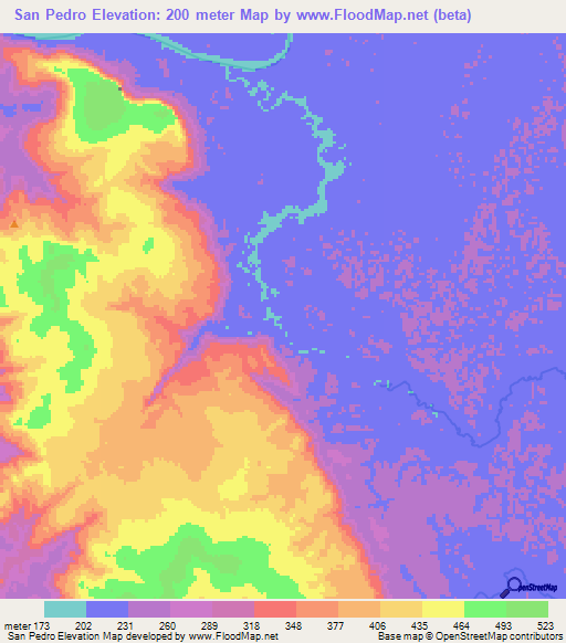 San Pedro,Colombia Elevation Map