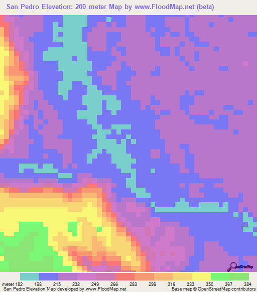 San Pedro,Colombia Elevation Map