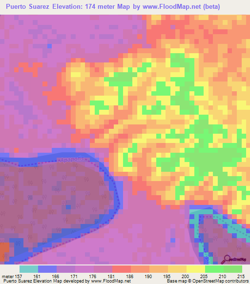 Puerto Suarez,Colombia Elevation Map