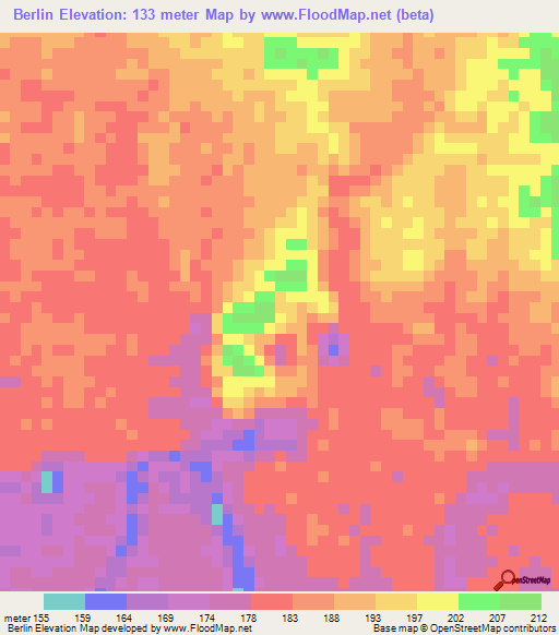 Berlin,Colombia Elevation Map