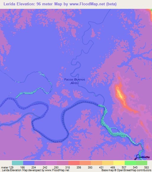 Lerida,Colombia Elevation Map