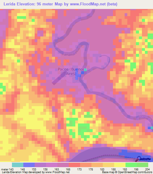 Lerida,Colombia Elevation Map