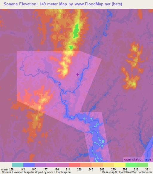 Sonana,Colombia Elevation Map