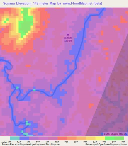 Sonana,Colombia Elevation Map