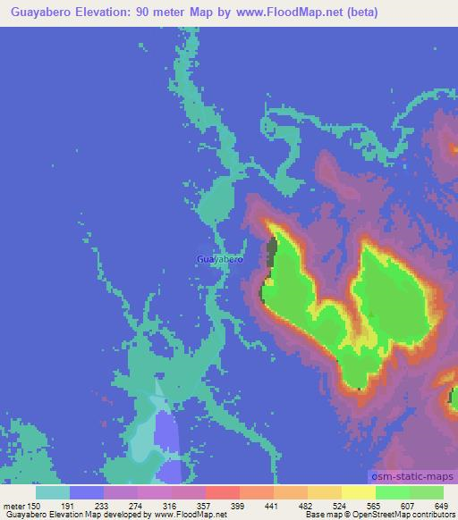 Guayabero,Colombia Elevation Map