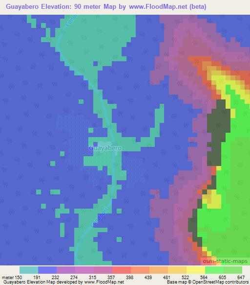 Guayabero,Colombia Elevation Map