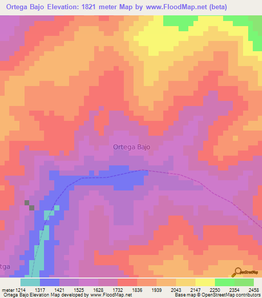 Ortega Bajo,Ecuador Elevation Map