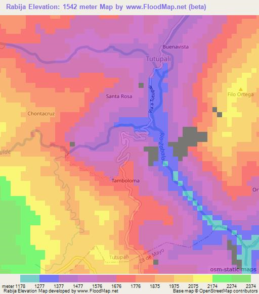 Rabija,Ecuador Elevation Map