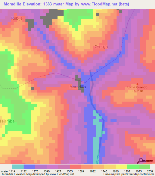 Moradilla,Ecuador Elevation Map