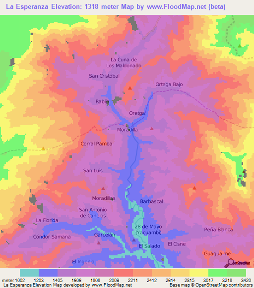 La Esperanza,Ecuador Elevation Map