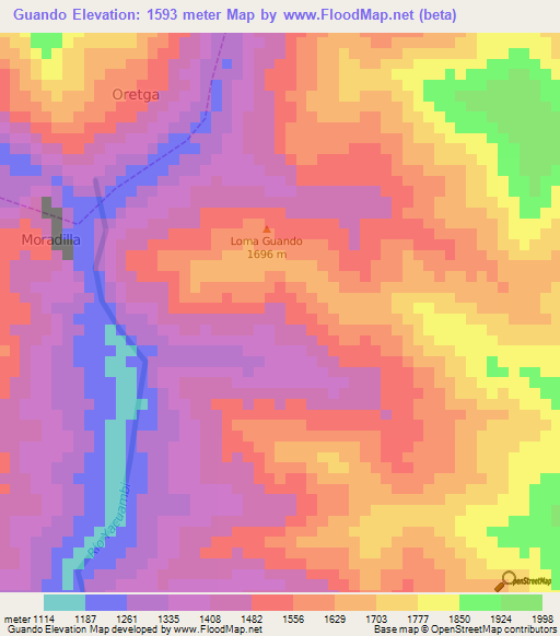 Guando,Ecuador Elevation Map