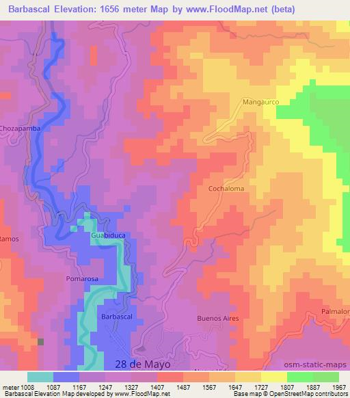 Barbascal,Ecuador Elevation Map