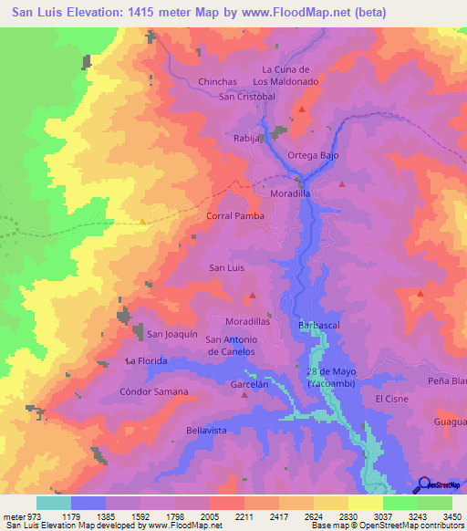 San Luis,Ecuador Elevation Map