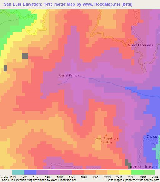 San Luis,Ecuador Elevation Map