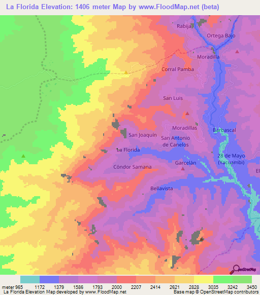 La Florida,Ecuador Elevation Map