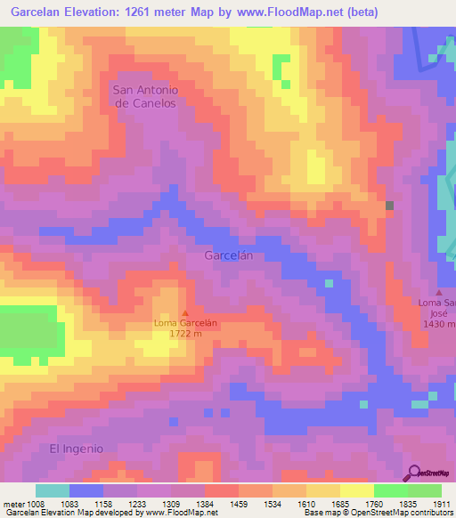 Garcelan,Ecuador Elevation Map