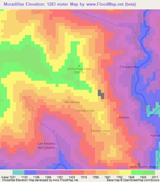 Moradillas,Ecuador Elevation Map