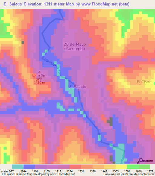 El Salado,Ecuador Elevation Map