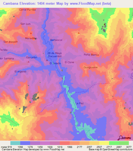 Cambana,Ecuador Elevation Map