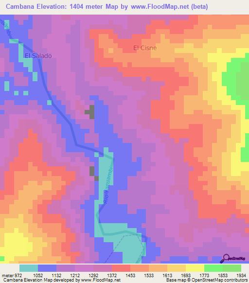 Cambana,Ecuador Elevation Map