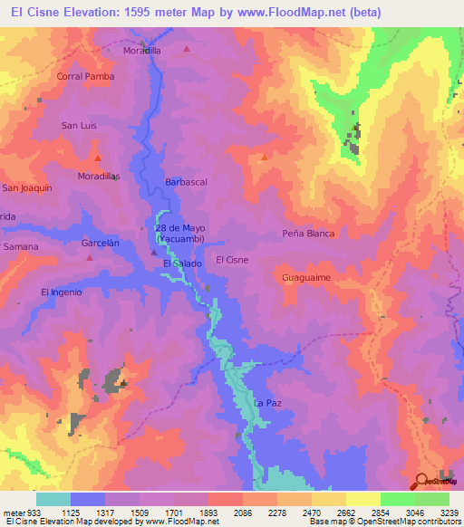 El Cisne,Ecuador Elevation Map