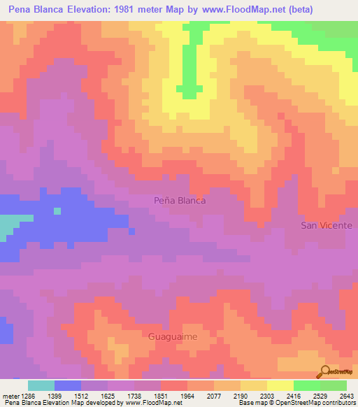 Pena Blanca,Ecuador Elevation Map