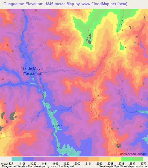 Guaguaime,Ecuador Elevation Map