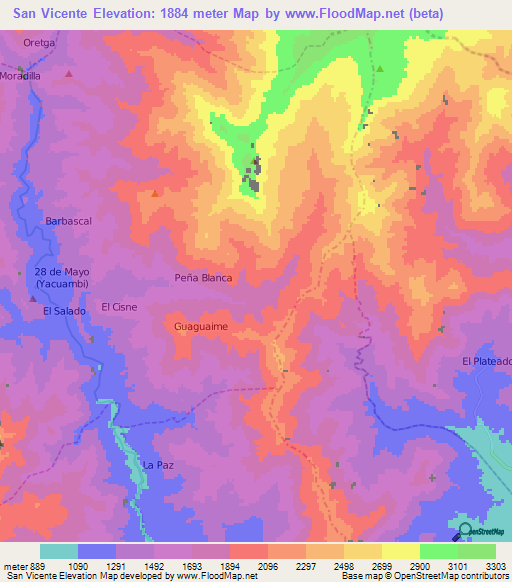 San Vicente,Ecuador Elevation Map