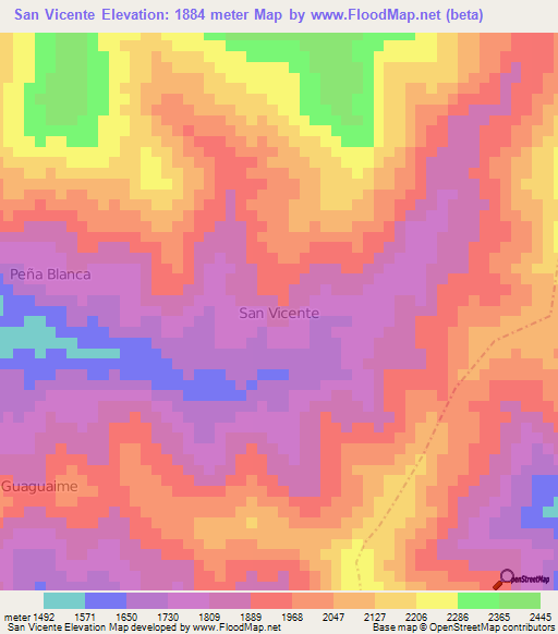 San Vicente,Ecuador Elevation Map