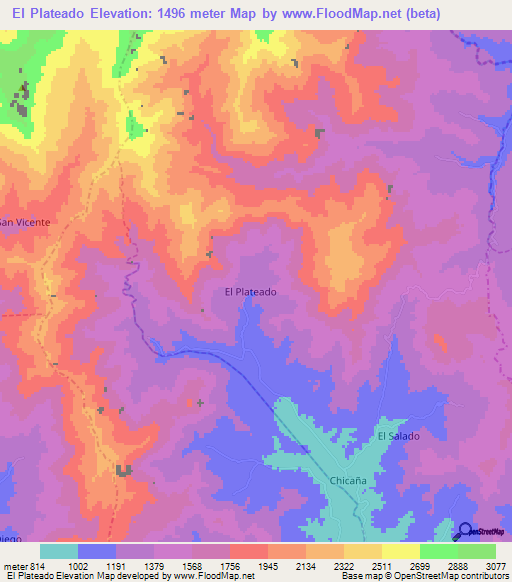 El Plateado,Ecuador Elevation Map