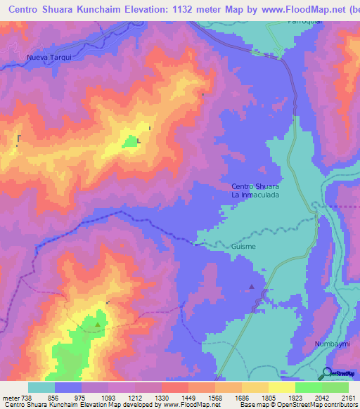 Centro Shuara Kunchaim,Ecuador Elevation Map