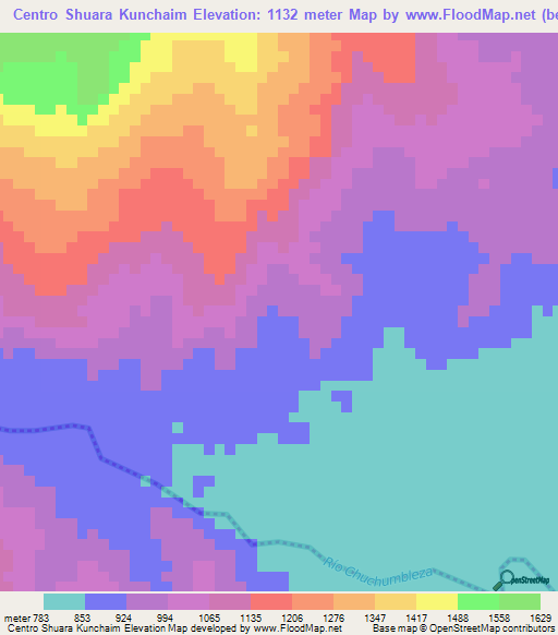 Centro Shuara Kunchaim,Ecuador Elevation Map