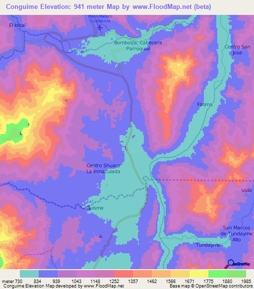 Conguime,Ecuador Elevation Map