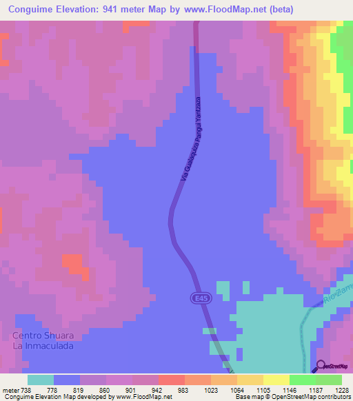 Conguime,Ecuador Elevation Map