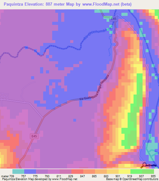 Paquintza,Ecuador Elevation Map