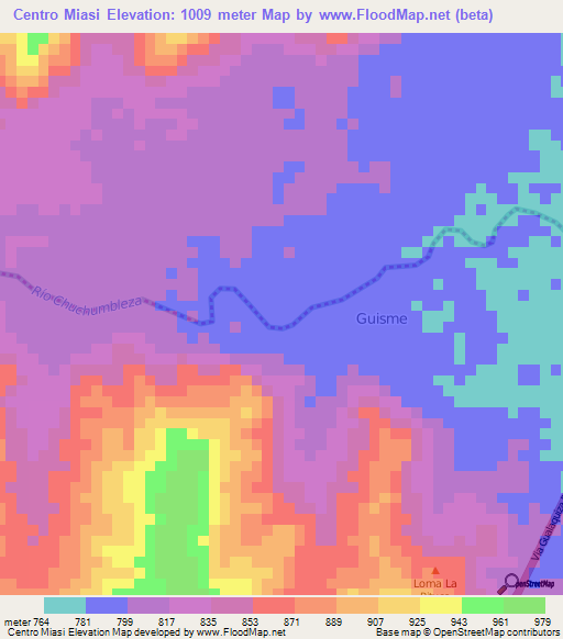 Centro Miasi,Ecuador Elevation Map